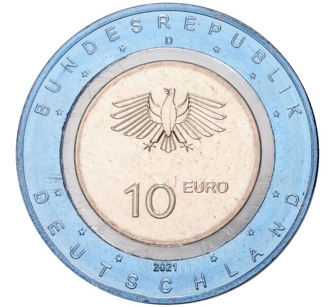 Монета 10 евро 2021 года D Германия «В движении — На воде» (Артикул M2-52104)