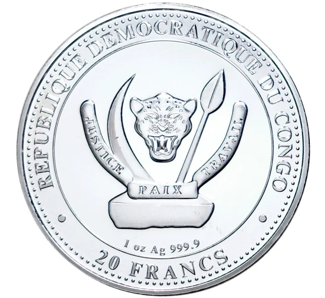 Монета 20 франков 2021 года Конго (ДРК) «Доисторическая жизнь — Археоптерикс» (Артикул M2-52111)