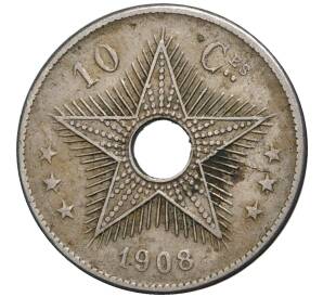 10 сантимов 1908 года Свободное государство Конго (Бельгийское Конго)