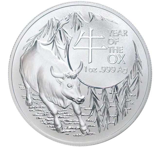 Монета 1 доллар 2021 года Австралия «Китайский гороскоп — Год быка» (Артикул M2-52330)