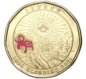 1 доллар 2021 года Канада «125 лет клондайкской золотой лихорадке» (Цветное покрытие)