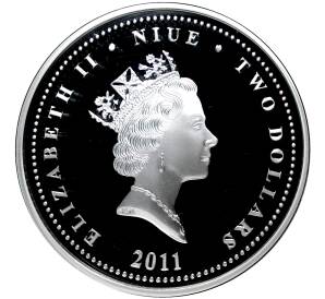 2 доллара 2011 года Ниуэ «Пираты Карибского моря — Черная Борода» — Фото №2