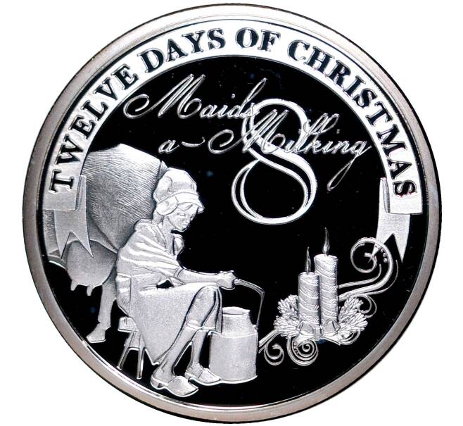 2 доллара 2009 года Ниуэ «Двенадцать дней Рождества — День 8 (Доярка)» (Артикул M2-52543)
