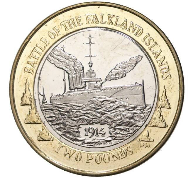 Монета 2 фунта 2014 года Фолклендские острова «100 лет Фолклендскому бою» (Артикул K27-5180)
