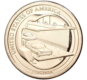 1 доллар 2021 года D США «Американские инновации — Мост-тоннель через Чесапикский залив»