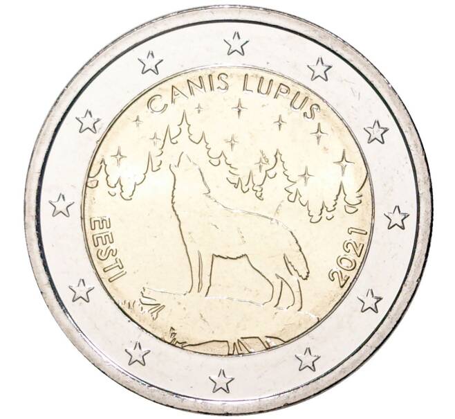 Монета 2 евро 2021 года Эстония «Волк» (Артикул M2-52652)