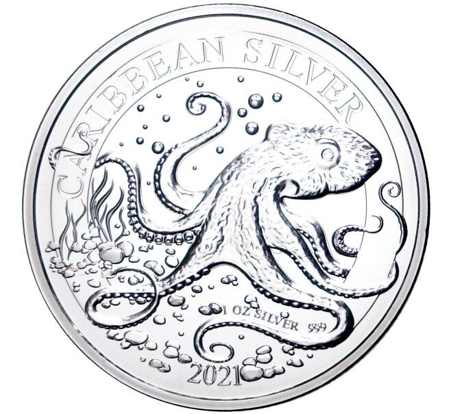 Монета 1 доллар 2021 года Барбадос «Осьминог» (Артикул M2-52839)