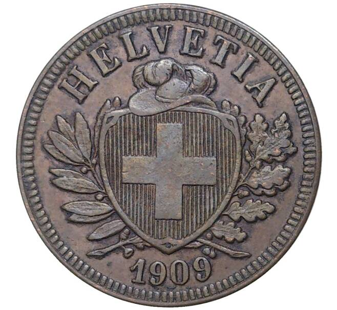 Монета 2 раппена 1909 года Швейцария (Артикул K11-0429)