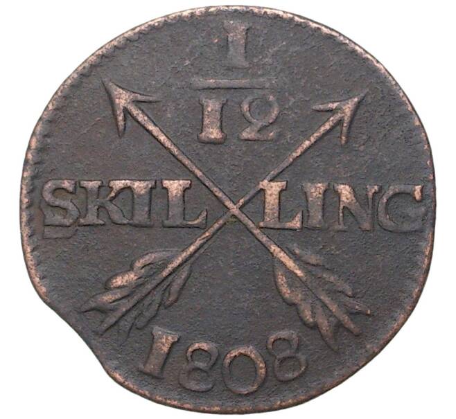 Монета 1/12 скиллинга 1808 года Швеция (Артикул M2-53044)