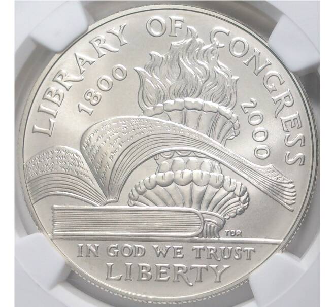 Монета 1 доллар 2000 года Р США «200 лет Библиотеке Конгресса» В слабе NGC (MS69) (Артикул M2-53069)