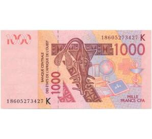 1000 франков 2003 года Западно-африканский валютный союз — литера К (Сенегал) — Фото №1