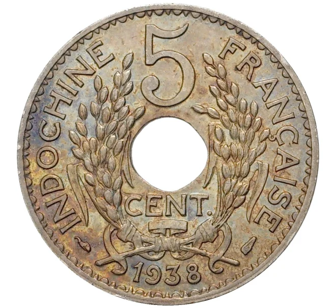 Монета 5 центов 1938 года Французский Индокитай (Артикул M2-53181)
