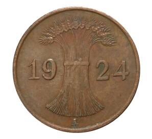 1 рейхспфенниг 1924 года А — Фото №1
