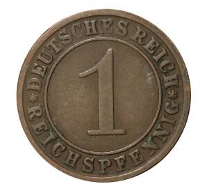 1 рейхспфенниг 1925 года F — Фото №2