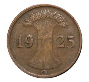 1 рейхспфенниг 1925 года G — Фото №1