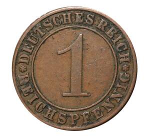 1 рейхспфенниг 1928 года А Германия — Фото №2