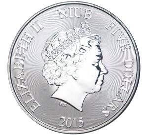 5 долларов 2015 года Ниуэ «Черепаха Бисса»