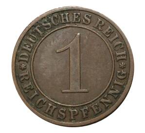 1 рейхспфенниг 1928 года F Германия — Фото №2