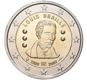 2 евро 2009 года Бельгия «200 лет со дня рождения Луи Брайля» — Фото №1