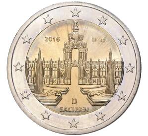 2 евро 2016 года D Германия «Федеральные земли Германии — Саксония (Цвингер)» — Фото №1