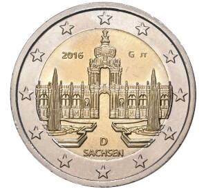 2 евро 2016 года G Германия «Федеральные земли Германии — Саксония (Цвингер)» — Фото №1