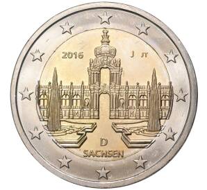2 евро 2016 года J Германия «Федеральные земли Германии — Саксония (Цвингер)» — Фото №1