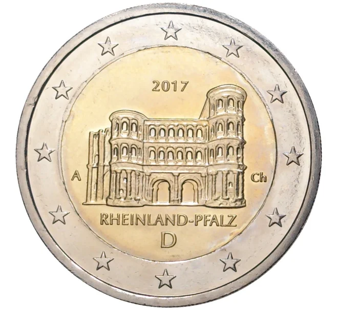 Монета 2 евро 2017 года A Германия «Федеральные земли Германии — Рейнланд-Пфальц (Порта Нигра)» (Артикул M2-6826)