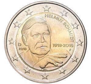2 евро 2018 года F Германия «100 лет со дня рождения Гельмута Шмидта» — Фото №1