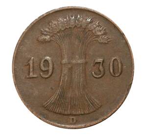 1 рейхспфенниг 1930 года D — Фото №1