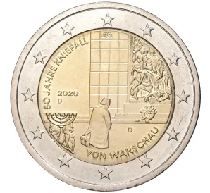 2 евро 2020 года D Германия «50 лет Коленопреклонению в Варшаве»