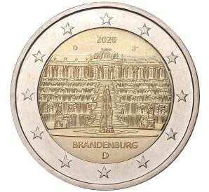 2 евро 2020 года D Германия «Федеральные земли Германии — Бранденбург (Дворец Сан-Суси в Потсдаме)»