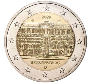 2 евро 2020 года G Германия «Федеральные земли Германии — Бранденбург (Дворец Сан-Суси в Потсдаме)» — Фото №1