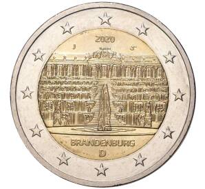 2 евро 2020 года J Германия «Федеральные земли Германии — Бранденбург (Дворец Сан-Суси в Потсдаме)» — Фото №1