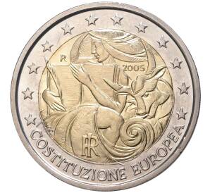 2 евро 2005 года Италия «1 год с момента подписания европейской Конституции»