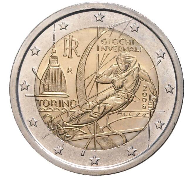 Монета 2 евро 2006 года Италия «XX зимние Олимпийские Игры 2006 в Турине» (Артикул M2-5645)