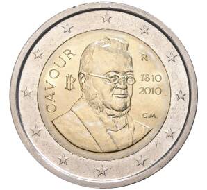 2 евро 2010 года Италия «200 лет со дня рождения Камилло Бенсо ди Кавура» — Фото №1