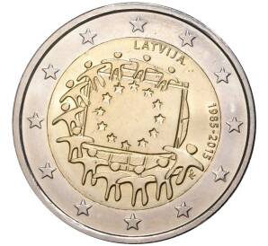 2 евро 2015 года Латвия «30 лет флагу Европейского союза»
