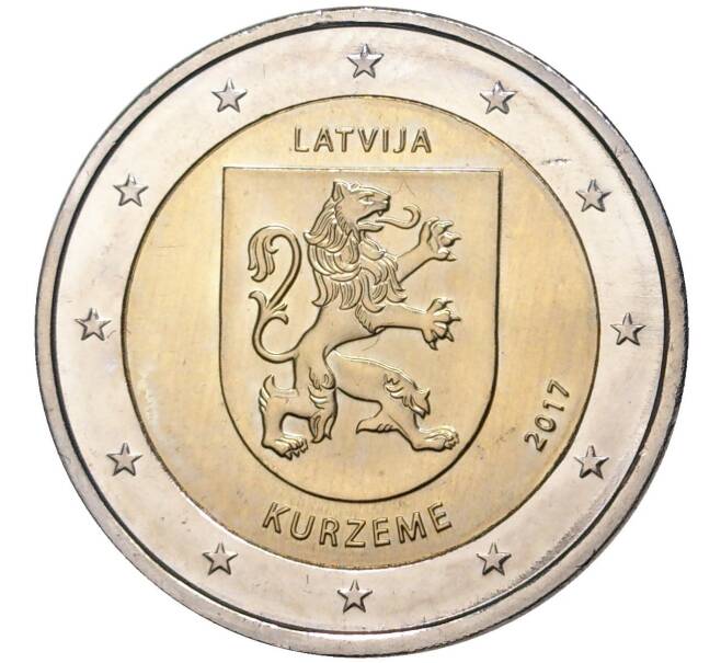 2 евро 2017 года Латвия «Исторические области Латвии — Курземе» (Артикул M2-6885)