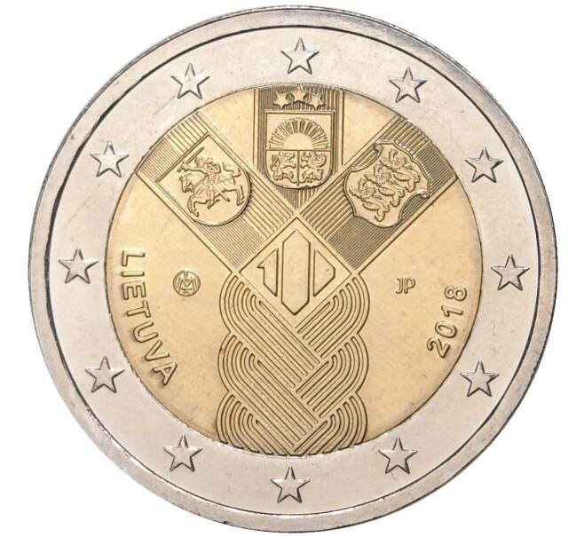 Монета 2 евро 2018 года Литва «100 лет государствам Балтики» (Артикул M2-7117)
