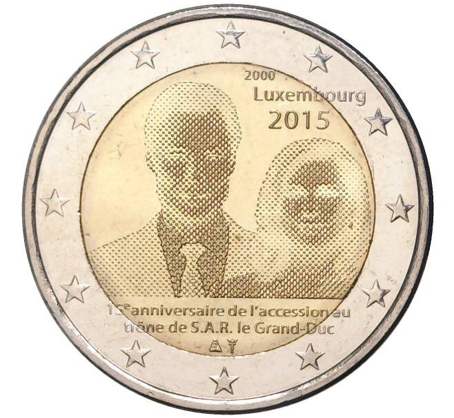 Монета 2 евро 2015 года Люксембург «15-летие вступления на престол Великого Герцога Анри» (Артикул M2-0093)
