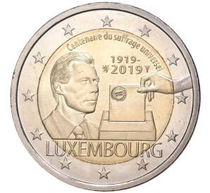 2 евро 2019 года Люксембург «100 лет всеобщему избирательному праву в Люксембурге»