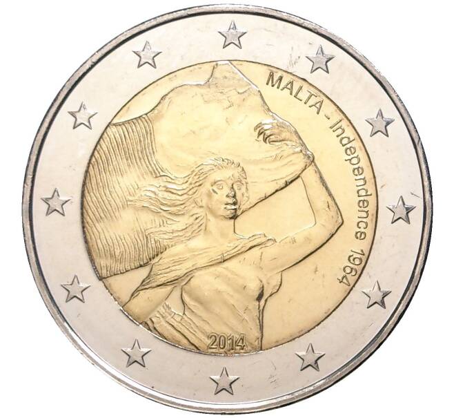 Монета 2 евро 2014 года Мальта «50 лет Независимости Мальты» (Артикул M2-0108)