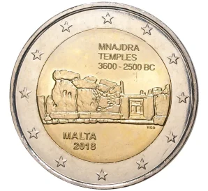2 евро 2018 года Мальта «Доисторические места Мальты — Храм Мнайдры»