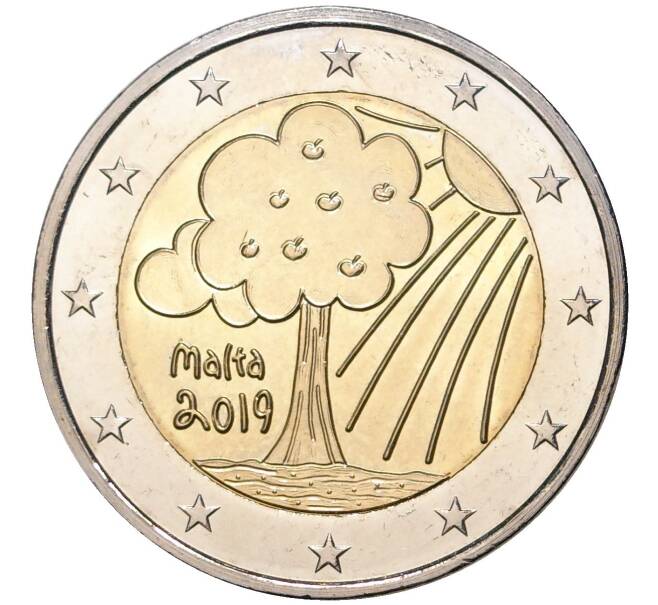 Монета 2 евро 2019 года Мальта «Природа и окружающая среда» (Артикул M2-32881)