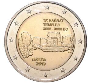 2 евро 2019 года F Мальта «Доисторические места Мальты — Храм Та-Хаджрат»