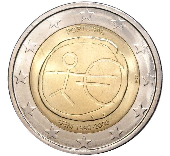 Монета 2 евро 2009 года Португалия «10 лет монетарной политики ЕС и введения евро» (Артикул M2-32884)