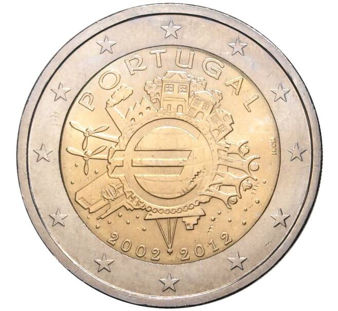 Монета 2 евро 2012 года Португалия «10 лет евро наличными» (Артикул M2-32891)