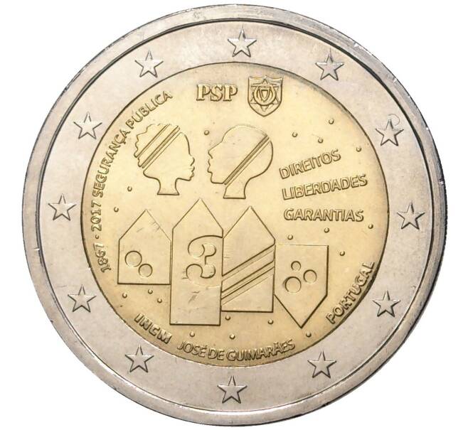 Монета 2 евро 2017 года Португалия «150 лет Полиции общественной безопасности» (Артикул M2-8536)