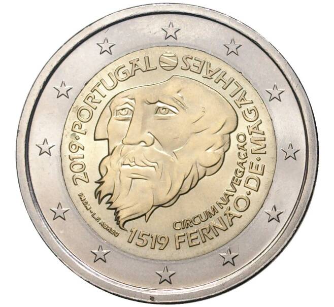 Монета 2 евро 2019 года Португалия «500 лет кругосветному плаванию Магеллана» (Артикул M2-30984)