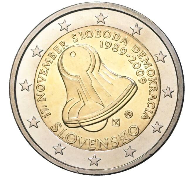 Монета 2 евро 2009 года Словакия «20 лет Бархатной Революции» (Артикул M2-5666)